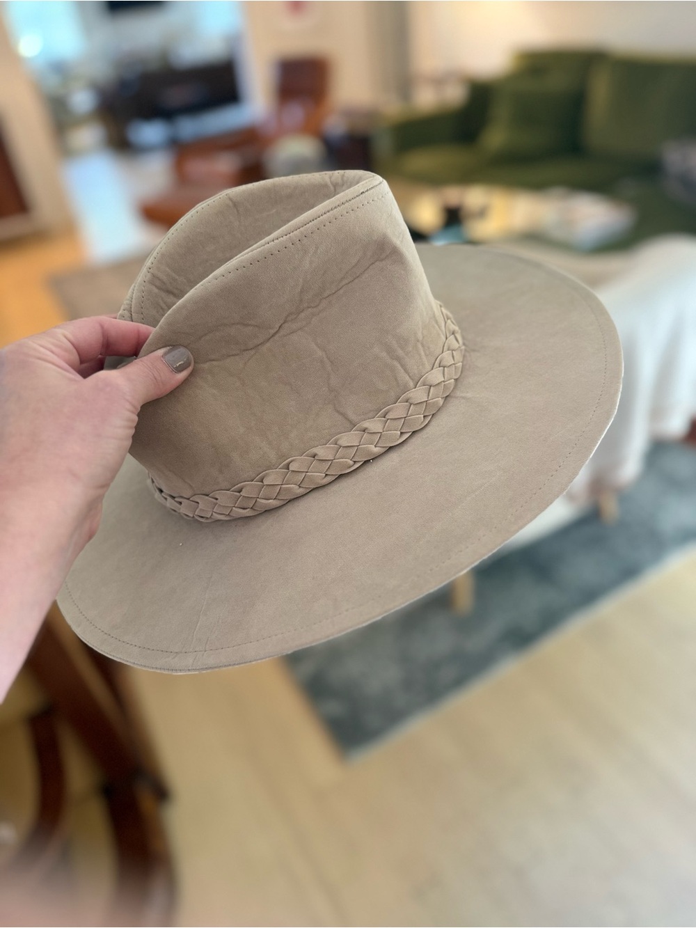 Neutral Braided Fedora Hat - Taupe